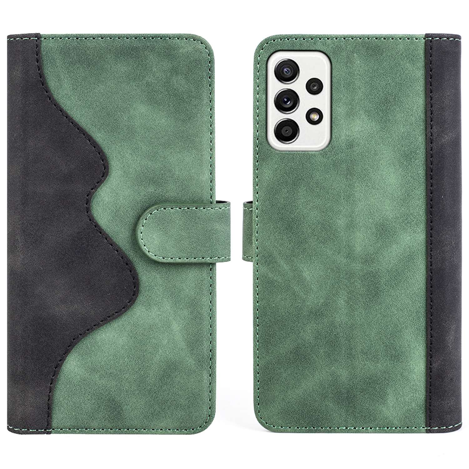 For Samsung Galaxy A52 4G/A52 5G/A52s 5G PU Leather Stand Flip Cover Soft Inner TPU Anti-Scratch Color Splicing Wallet Case