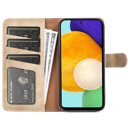 For Samsung Galaxy A52 4G/A52 5G/A52s 5G PU Leather Stand Flip Cover Soft Inner TPU Anti-Scratch Color Splicing Wallet Case