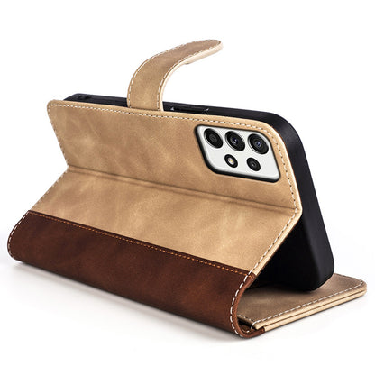 For Samsung Galaxy A52 4G/A52 5G/A52s 5G PU Leather Stand Flip Cover Soft Inner TPU Anti-Scratch Color Splicing Wallet Case