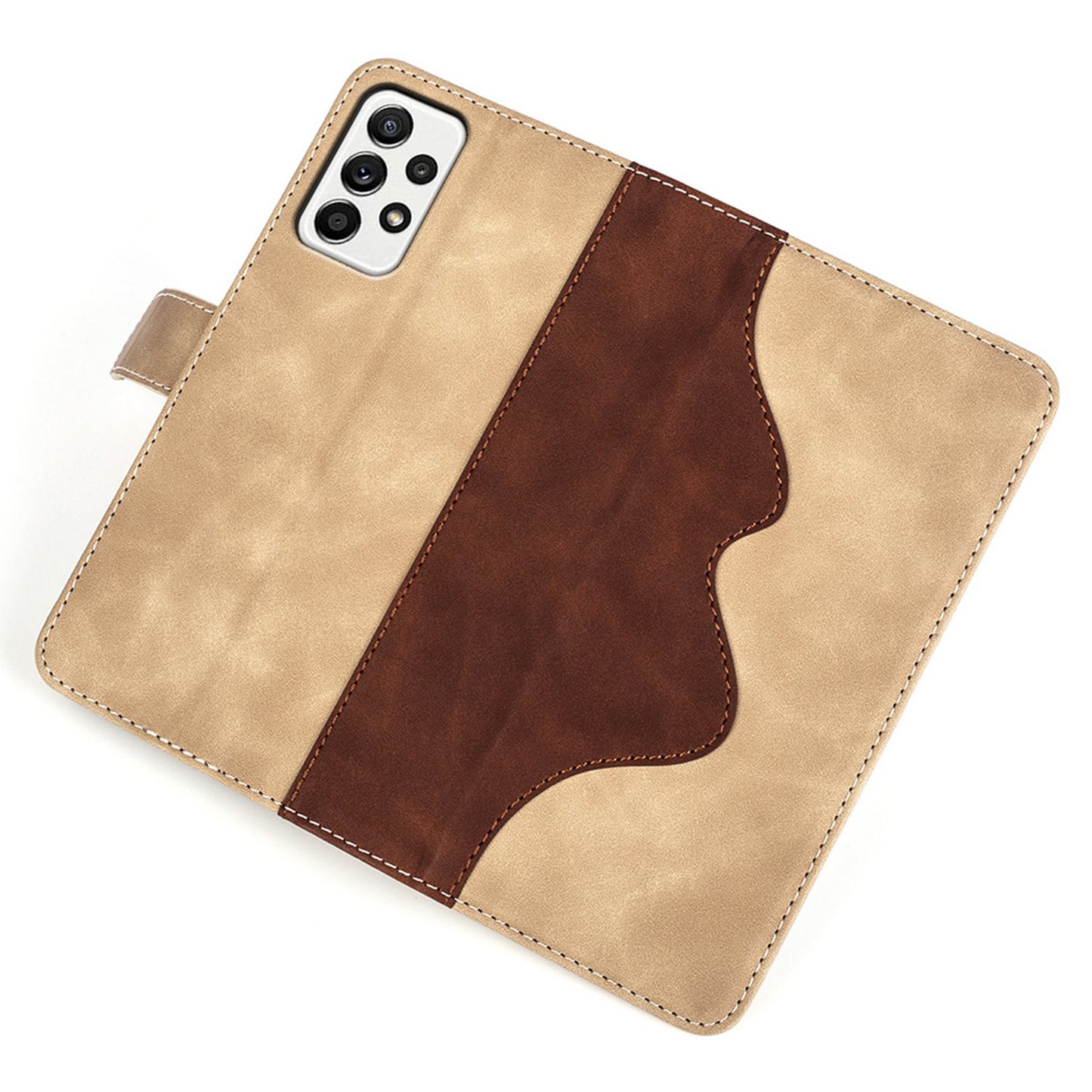 For Samsung Galaxy A52 4G/A52 5G/A52s 5G PU Leather Stand Flip Cover Soft Inner TPU Anti-Scratch Color Splicing Wallet Case