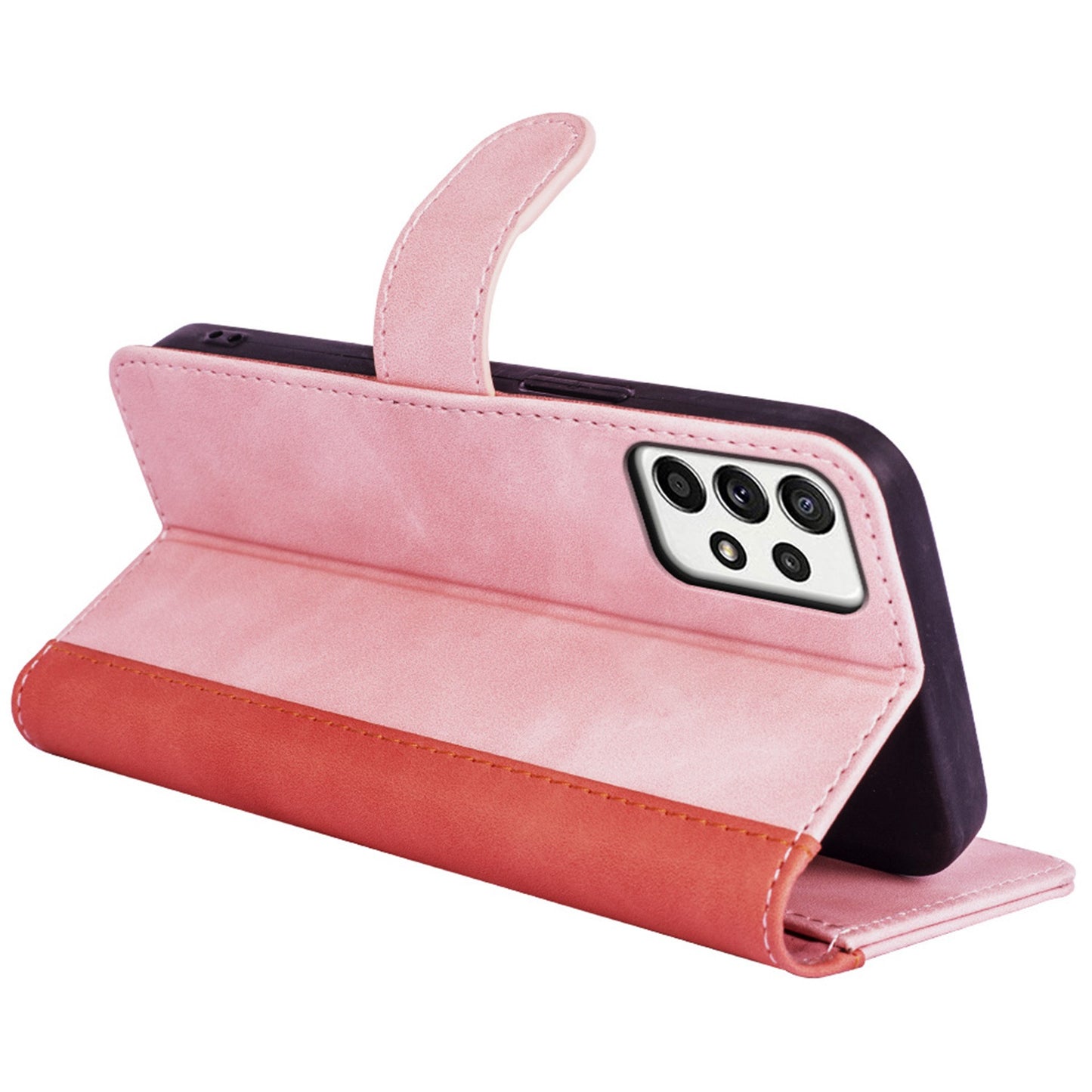 For Samsung Galaxy A52 4G/A52 5G/A52s 5G PU Leather Stand Flip Cover Soft Inner TPU Anti-Scratch Color Splicing Wallet Case