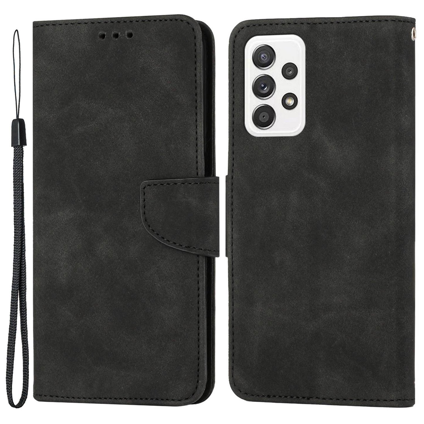 For Samsung Galaxy A52 4G/5G/A52s 5G Well Protection Magnetic Clasp PU Leather Case Solid Color Wallet Stand Anti-scratch Phone Cover