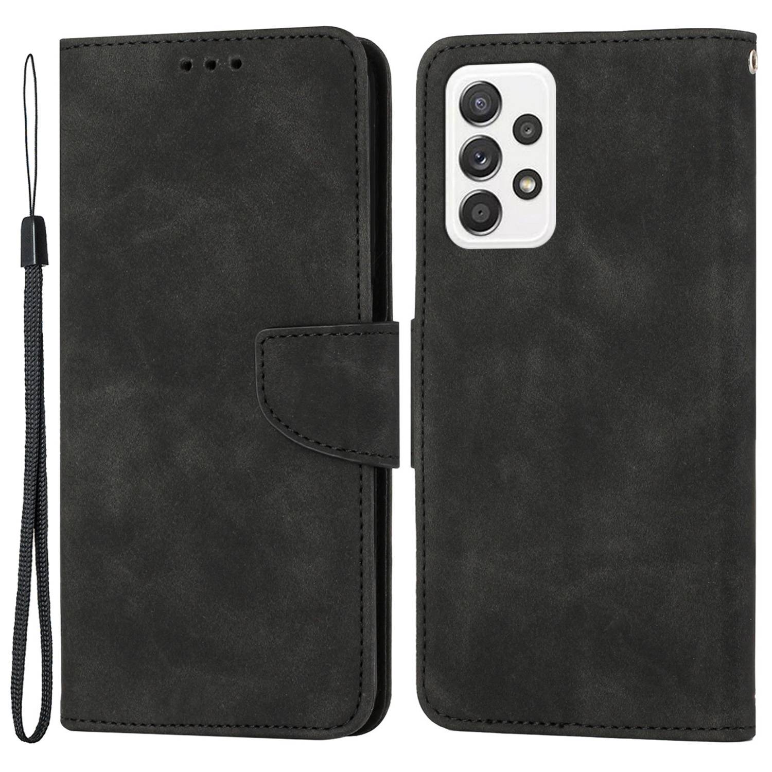 For Samsung Galaxy A52 4G/5G/A52s 5G Well Protection Magnetic Clasp PU Leather Case Solid Color Wallet Stand Anti-scratch Phone Cover
