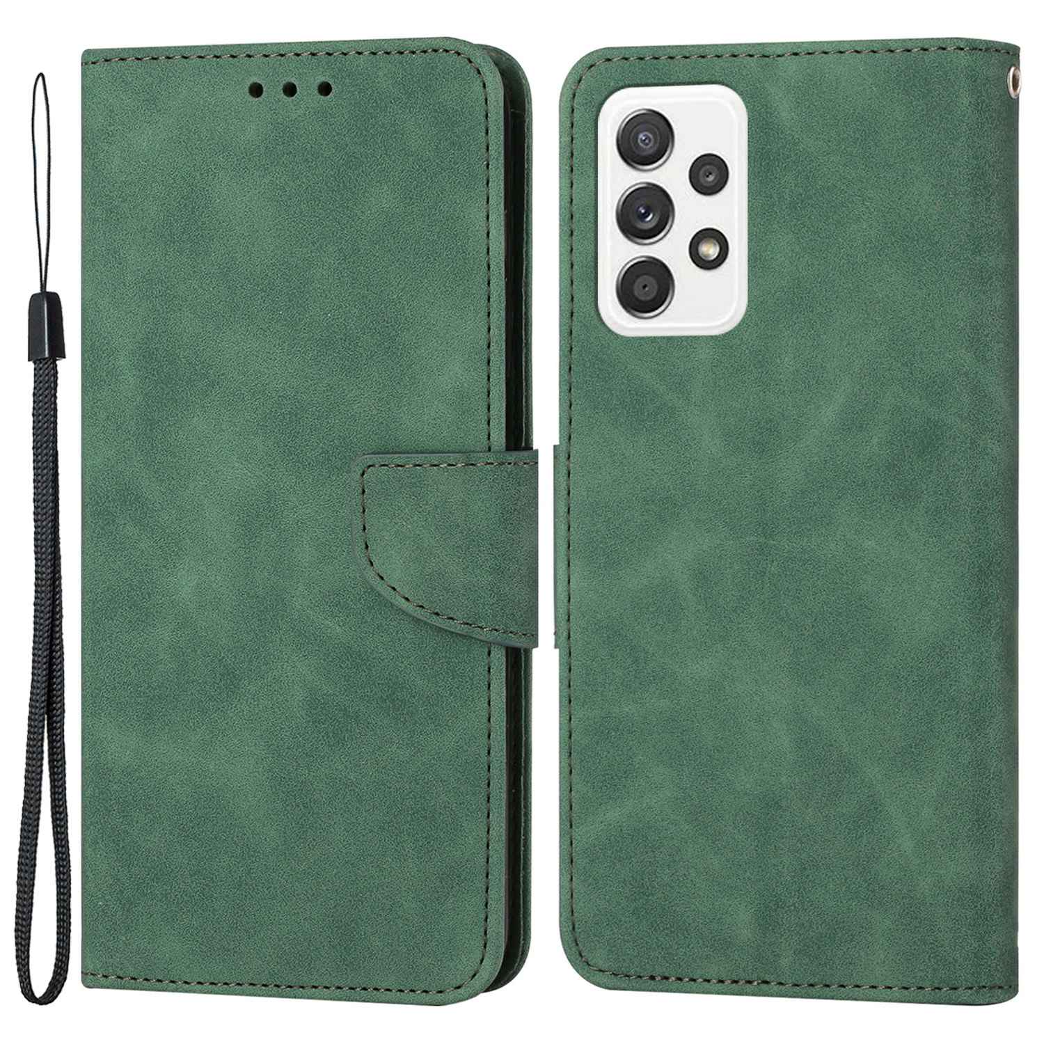 For Samsung Galaxy A52 4G/5G/A52s 5G Well Protection Magnetic Clasp PU Leather Case Solid Color Wallet Stand Anti-scratch Phone Cover