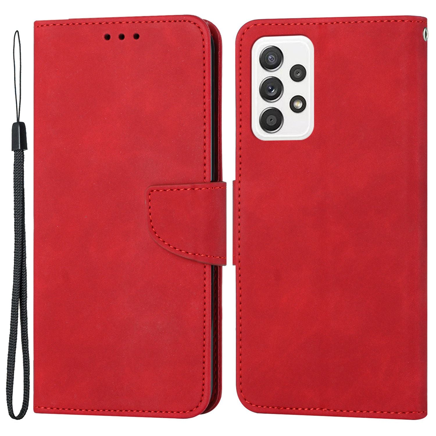 For Samsung Galaxy A52 4G/5G/A52s 5G Well Protection Magnetic Clasp PU Leather Case Solid Color Wallet Stand Anti-scratch Phone Cover