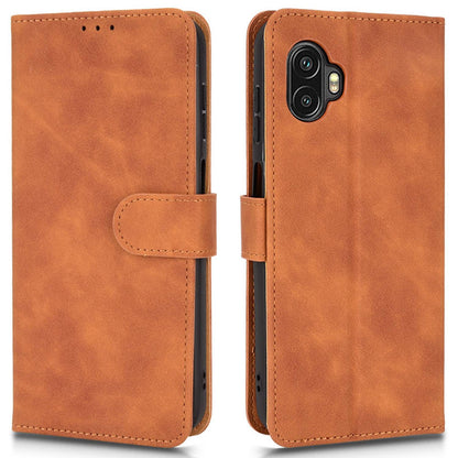 For Samsung Galaxy Xcover6 Pro 5G Skin-touch Feeling Stand Phone Case PU Leather Magnetic Wallet Cover with Strap