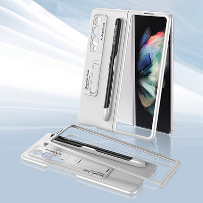 GKK Hard PC Folding Phone Case for Samsung Galaxy Z Fold3 5G, Drop-proof Protective Cover with Ultra-slim Kickstand and Pen Slot