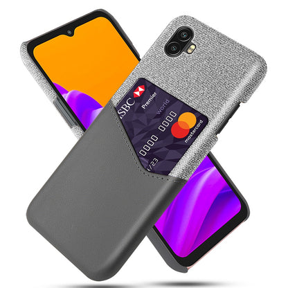 For Samsung Galaxy Xcover Pro 2 5G Ultra Slim Phone Cover with Card Holder Shockproof Cloth Texture PU Leather Coated PC Phone Case