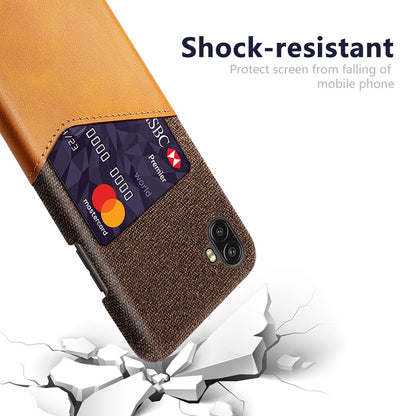 For Samsung Galaxy Xcover Pro 2 5G Ultra Slim Phone Cover with Card Holder Shockproof Cloth Texture PU Leather Coated PC Phone Case