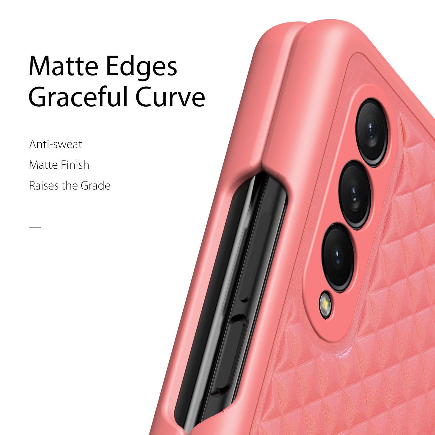 DUX DUCIS Venice Series for Samsung Galaxy Z Fold3 5G Rhombic Grid Texture Case Genuine Leather Coated Drop Protection Hard PC Folding Phone Cover