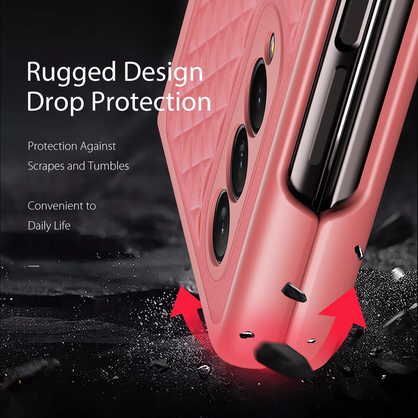 DUX DUCIS Venice Series for Samsung Galaxy Z Fold3 5G Rhombic Grid Texture Case Genuine Leather Coated Drop Protection Hard PC Folding Phone Cover