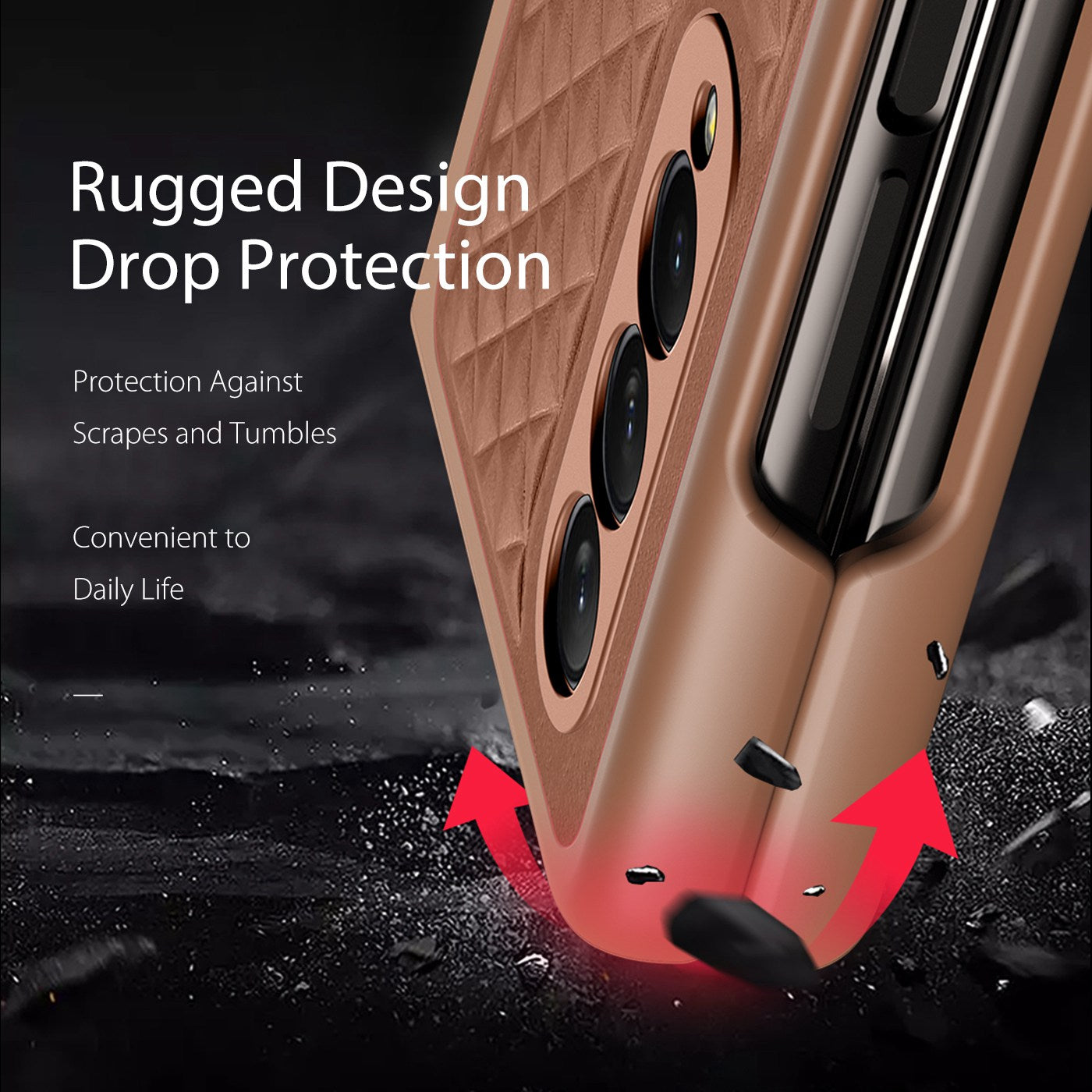 DUX DUCIS Venice Series for Samsung Galaxy Z Fold3 5G Rhombic Grid Texture Case Genuine Leather Coated Drop Protection Hard PC Folding Phone Cover