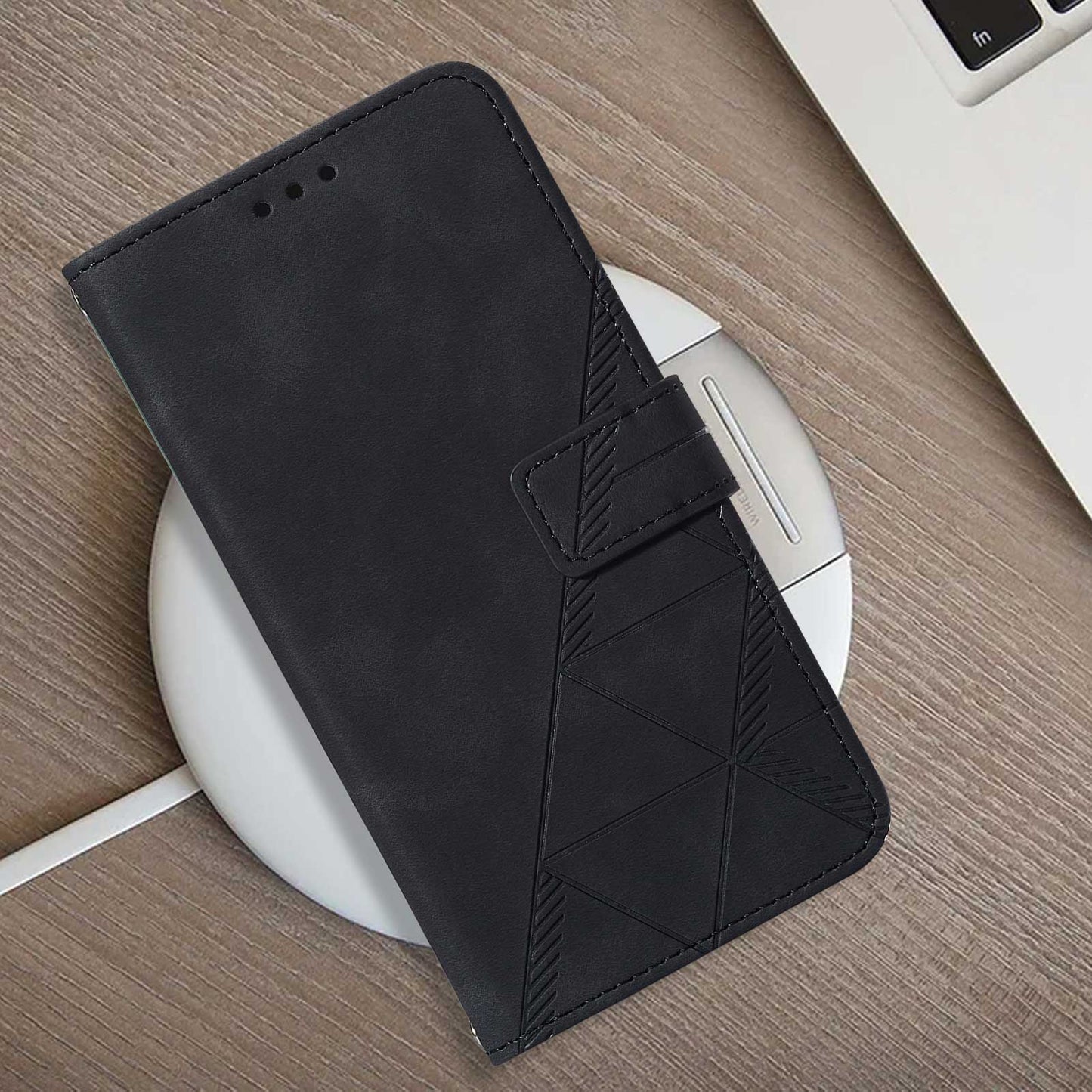 YB Imprinting Series-1 For Samsung Galaxy S23 Ultra Flip Stand Wallet Phone Case Hand Strap Business Imprinted Lines PU Leather Phone Cover