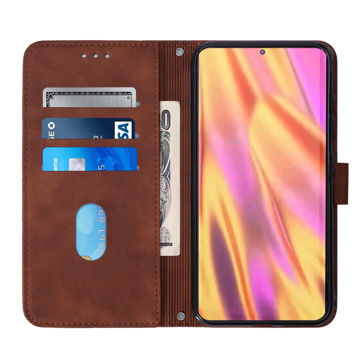 YB Imprinting Series-1 For Samsung Galaxy S23 Ultra Flip Stand Wallet Phone Case Hand Strap Business Imprinted Lines PU Leather Phone Cover