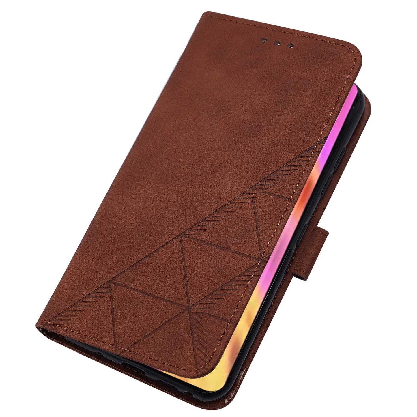 YB Imprinting Series-1 For Samsung Galaxy S23 Ultra Flip Stand Wallet Phone Case Hand Strap Business Imprinted Lines PU Leather Phone Cover