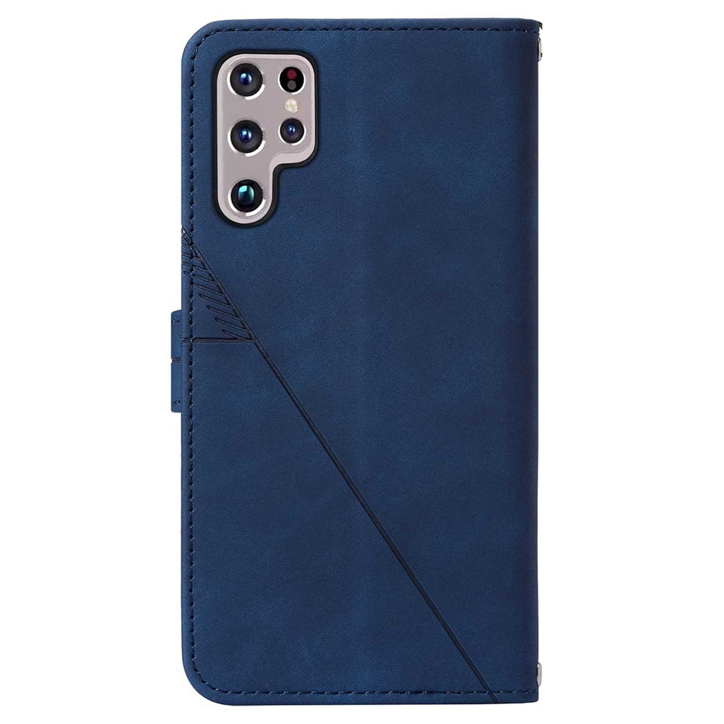 YB Imprinting Series-1 For Samsung Galaxy S23 Ultra Flip Stand Wallet Phone Case Hand Strap Business Imprinted Lines PU Leather Phone Cover