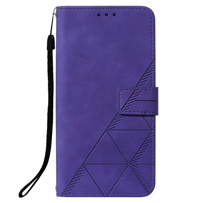 YB Imprinting Series-1 For Samsung Galaxy S23 Ultra Flip Stand Wallet Phone Case Hand Strap Business Imprinted Lines PU Leather Phone Cover