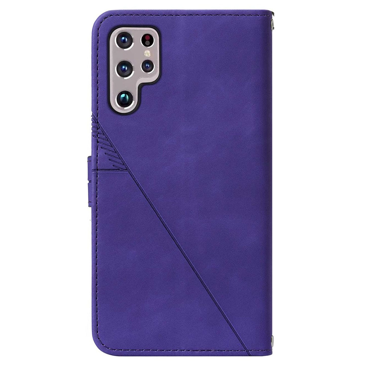 YB Imprinting Series-1 For Samsung Galaxy S23 Ultra Flip Stand Wallet Phone Case Hand Strap Business Imprinted Lines PU Leather Phone Cover