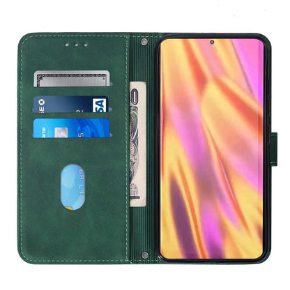 YB Imprinting Series-1 For Samsung Galaxy S23 Ultra Flip Stand Wallet Phone Case Hand Strap Business Imprinted Lines PU Leather Phone Cover