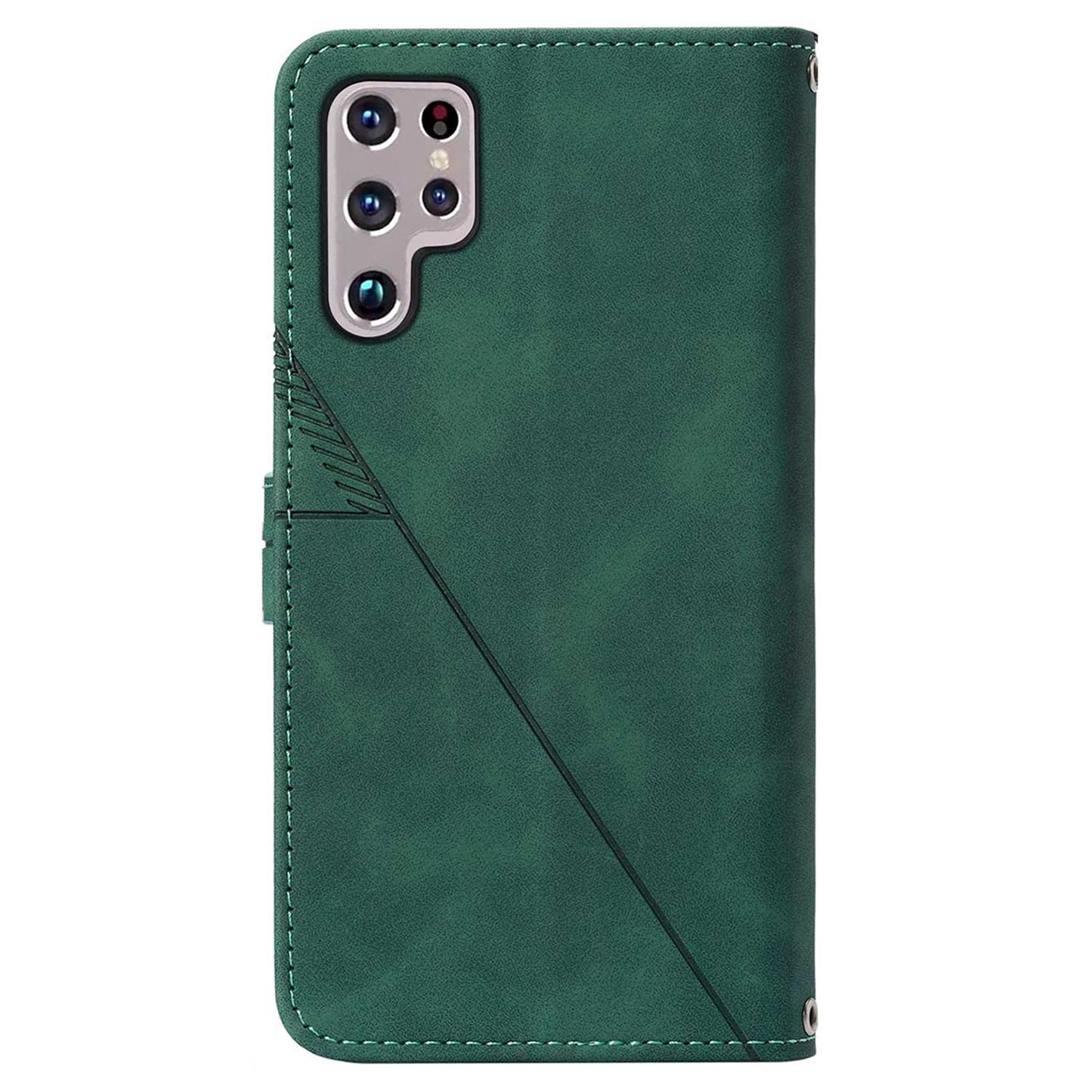 YB Imprinting Series-1 For Samsung Galaxy S23 Ultra Flip Stand Wallet Phone Case Hand Strap Business Imprinted Lines PU Leather Phone Cover