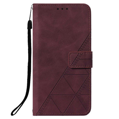 YB Imprinting Series-1 For Samsung Galaxy S23 Ultra Flip Stand Wallet Phone Case Hand Strap Business Imprinted Lines PU Leather Phone Cover
