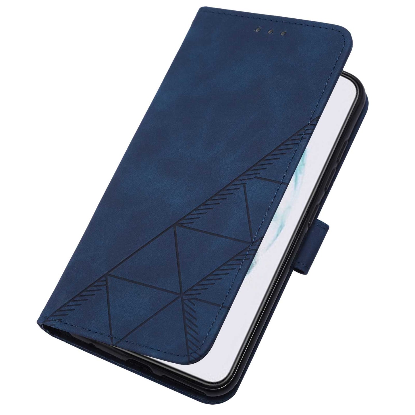 YB Imprinting Series-1 For Samsung Galaxy S23 Plus Imprinted Business Imprinted Lines Phone Cover Stand PU Leather Wallet Case with Strap