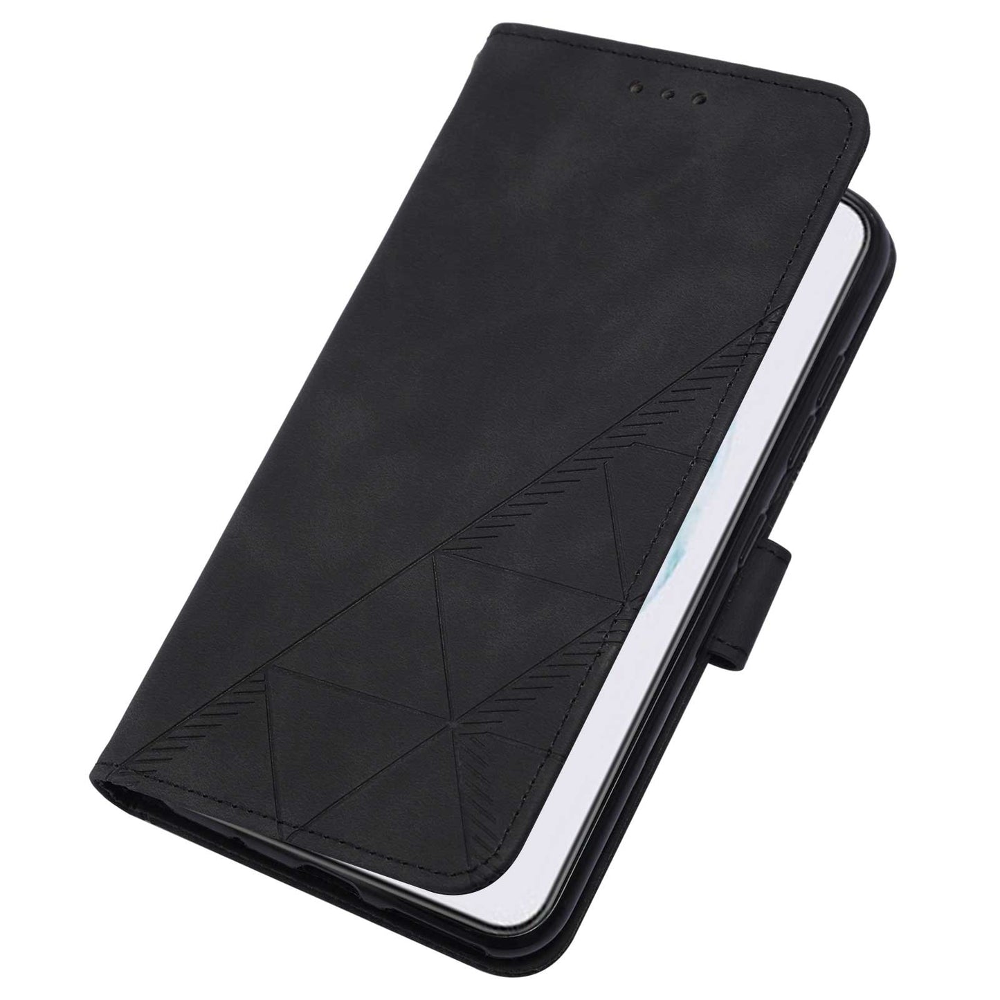 YB Imprinting Series-1 For Samsung Galaxy S23 Plus Imprinted Business Imprinted Lines Phone Cover Stand PU Leather Wallet Case with Strap