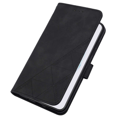 YB Imprinting Series-1 For Samsung Galaxy S23 Plus Imprinted Business Imprinted Lines Phone Cover Stand PU Leather Wallet Case with Strap