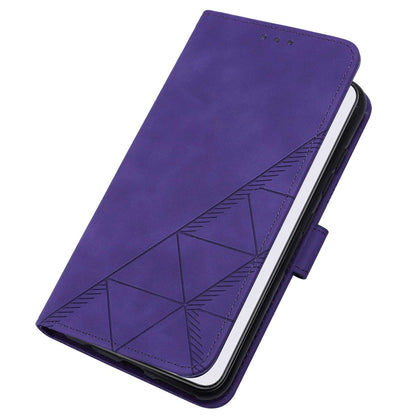 YB Imprinting Series-1 For Samsung Galaxy S23 Plus Imprinted Business Imprinted Lines Phone Cover Stand PU Leather Wallet Case with Strap