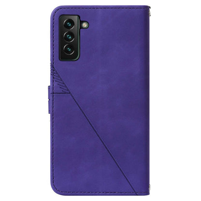 YB Imprinting Series-1 For Samsung Galaxy S23 Plus Imprinted Business Imprinted Lines Phone Cover Stand PU Leather Wallet Case with Strap