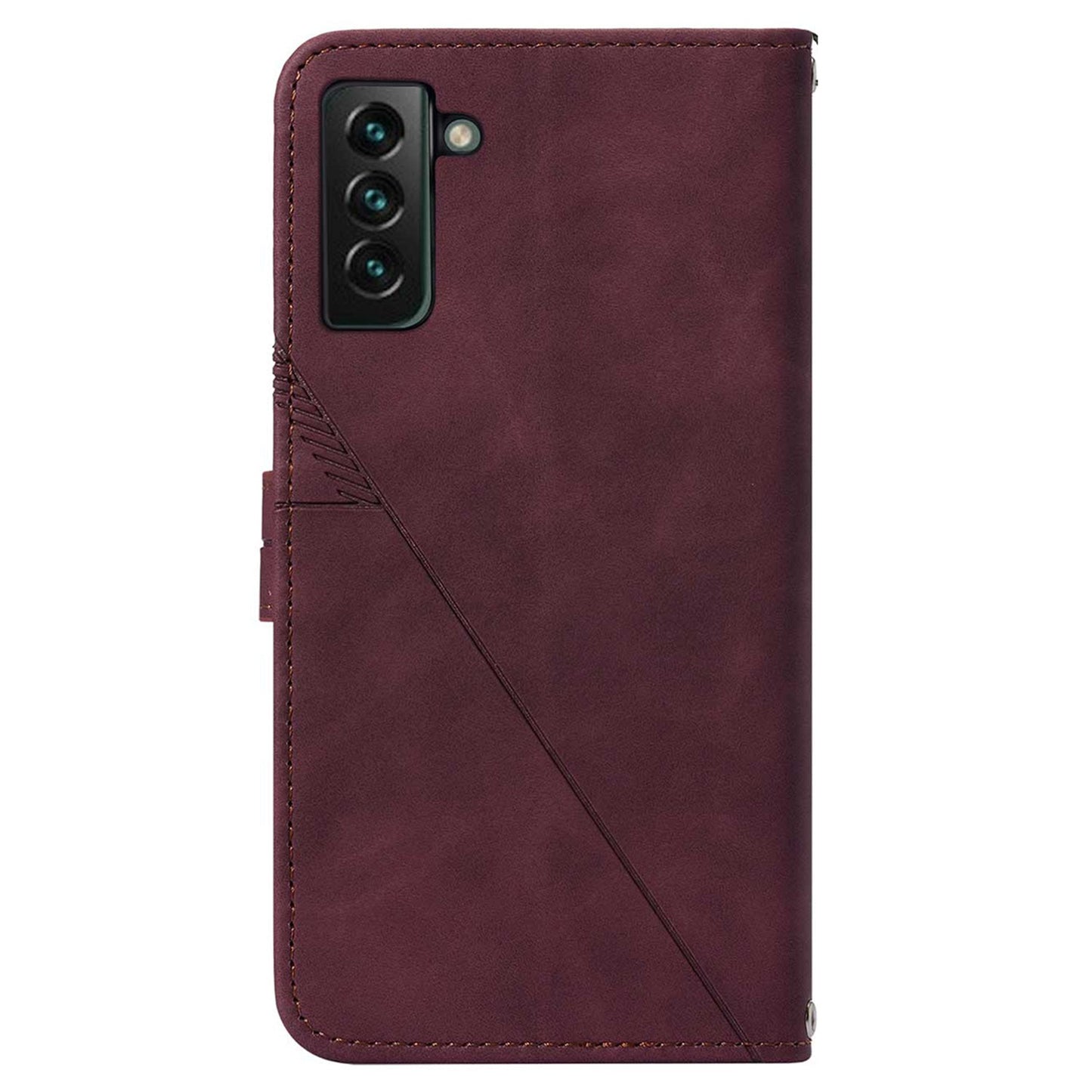 YB Imprinting Series-1 For Samsung Galaxy S23 Plus Imprinted Business Imprinted Lines Phone Cover Stand PU Leather Wallet Case with Strap