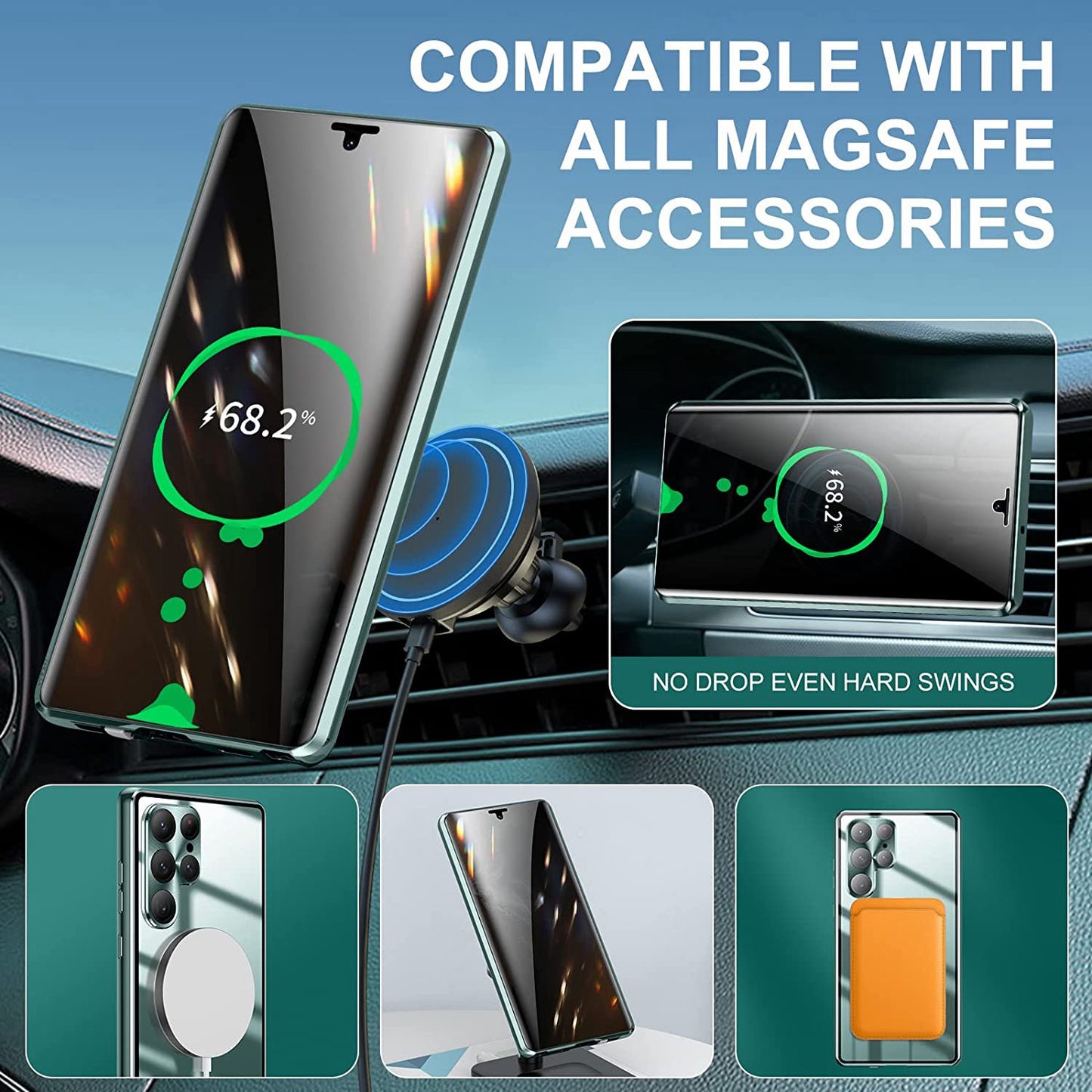 For Samsung Galaxy S22 Ultra 5G Matte PC + Metal + Tempered Glass Phone Case Magnetic Lock Full Protection Cover