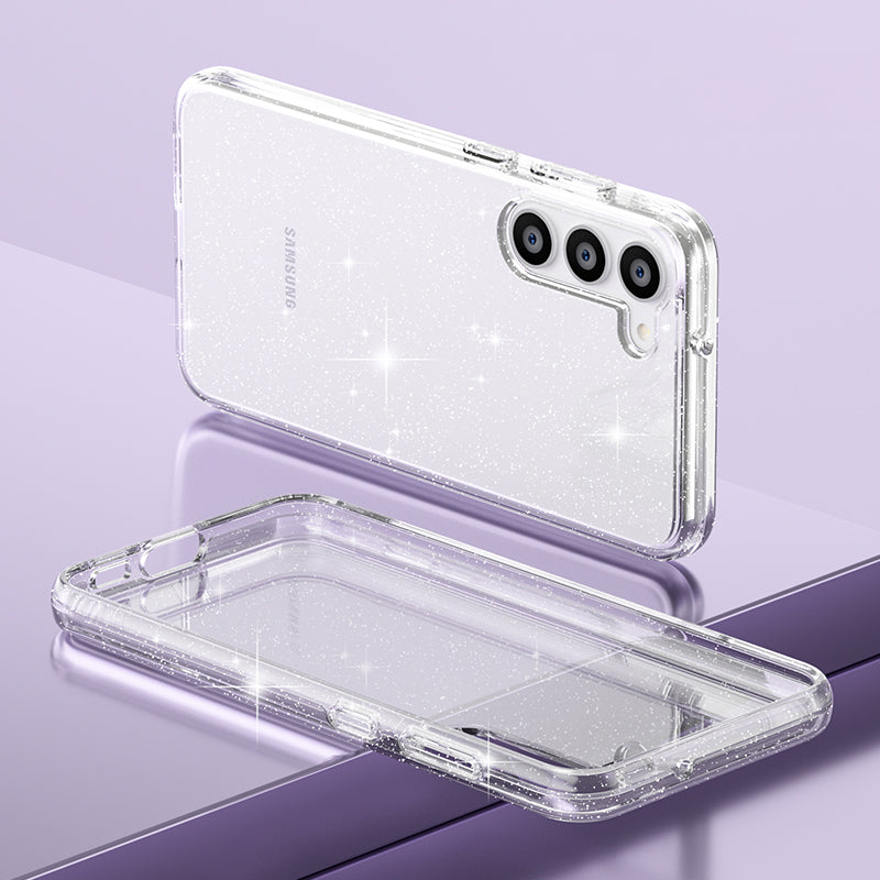 For Samsung Galaxy S23 Plus Anti-fall Glittery Powder Soft TPU + Hard PC Phone Case Protective Back Cover