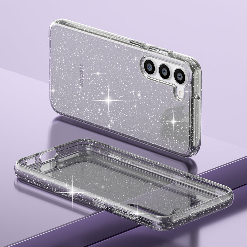 For Samsung Galaxy S23 Plus Anti-fall Glittery Powder Soft TPU + Hard PC Phone Case Protective Back Cover