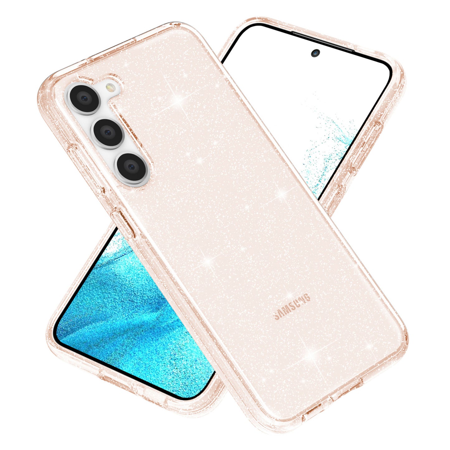For Samsung Galaxy S23 Plus Anti-fall Glittery Powder Soft TPU + Hard PC Phone Case Protective Back Cover