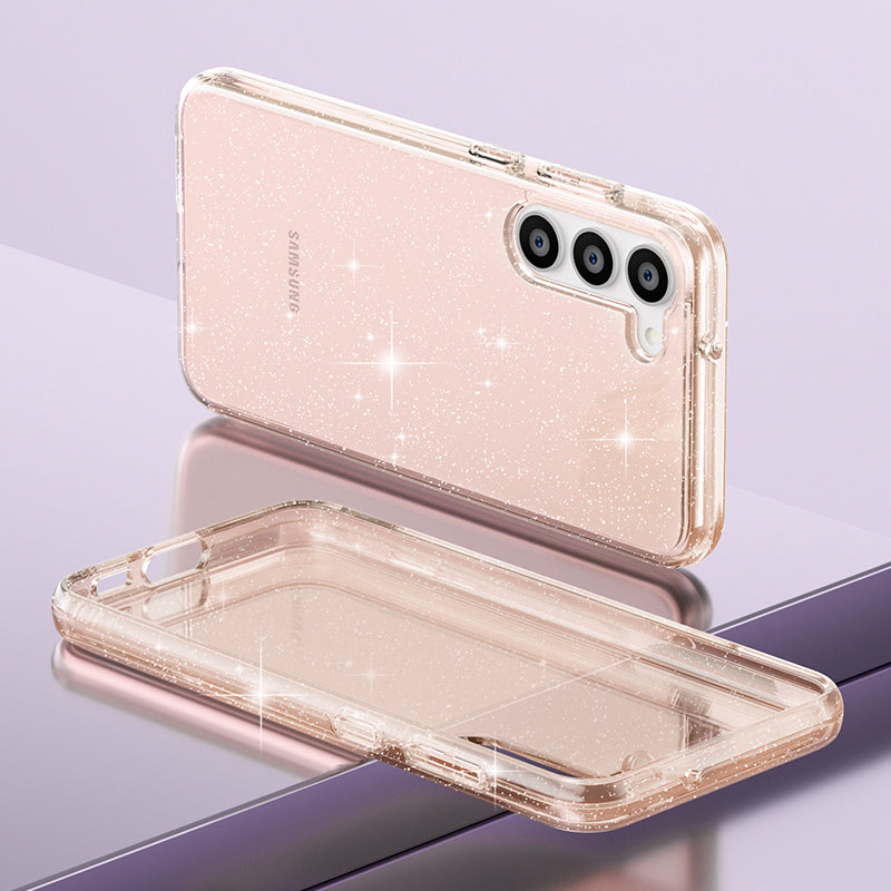 For Samsung Galaxy S23 Plus Anti-fall Glittery Powder Soft TPU + Hard PC Phone Case Protective Back Cover
