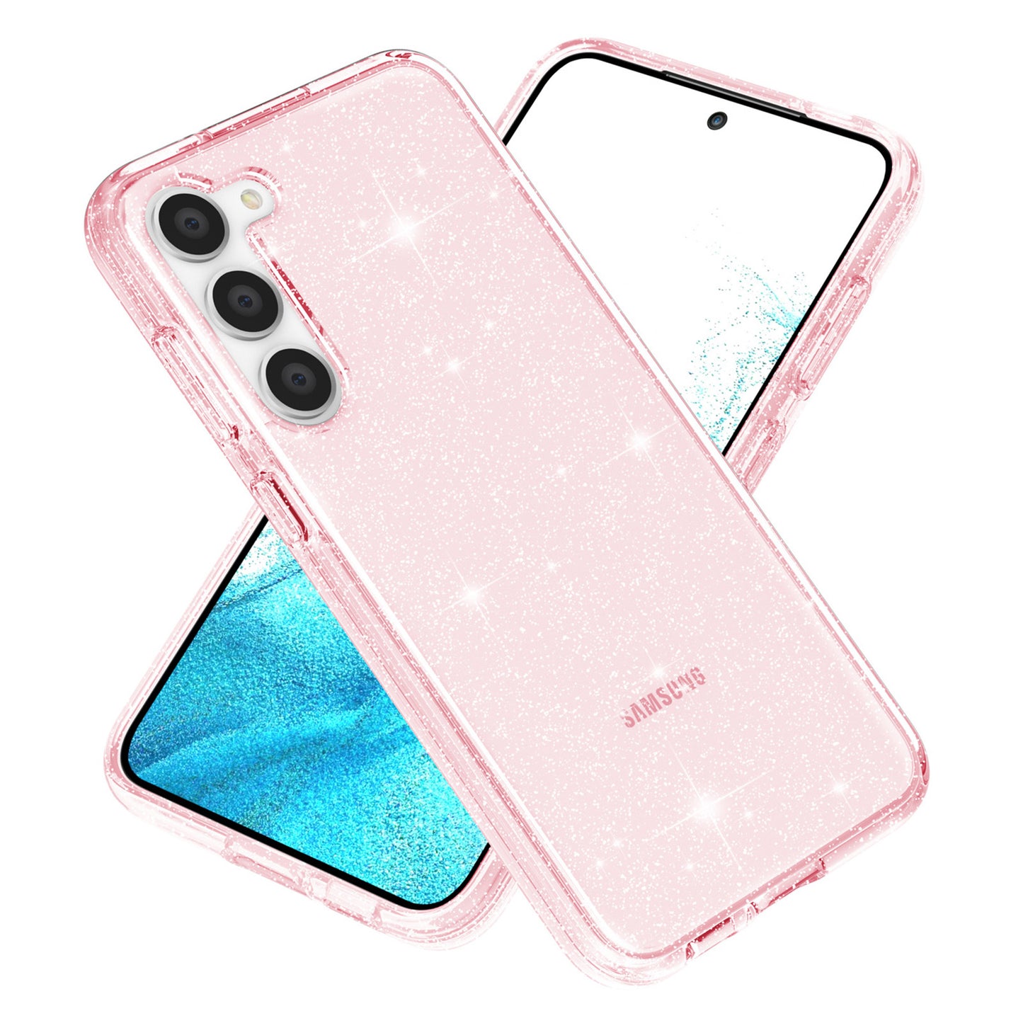 For Samsung Galaxy S23 Plus Anti-fall Glittery Powder Soft TPU + Hard PC Phone Case Protective Back Cover