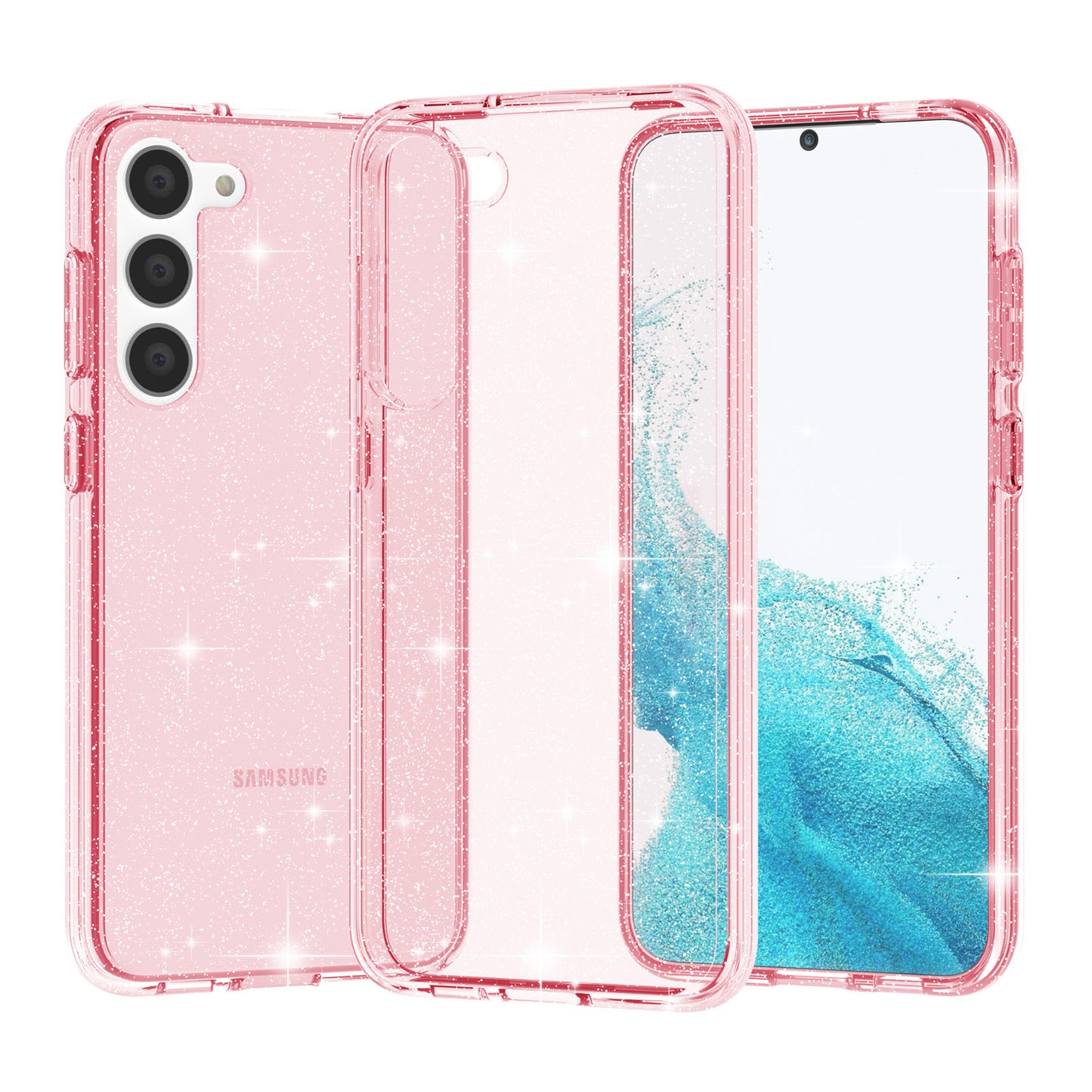 For Samsung Galaxy S23 Plus Anti-fall Glittery Powder Soft TPU + Hard PC Phone Case Protective Back Cover
