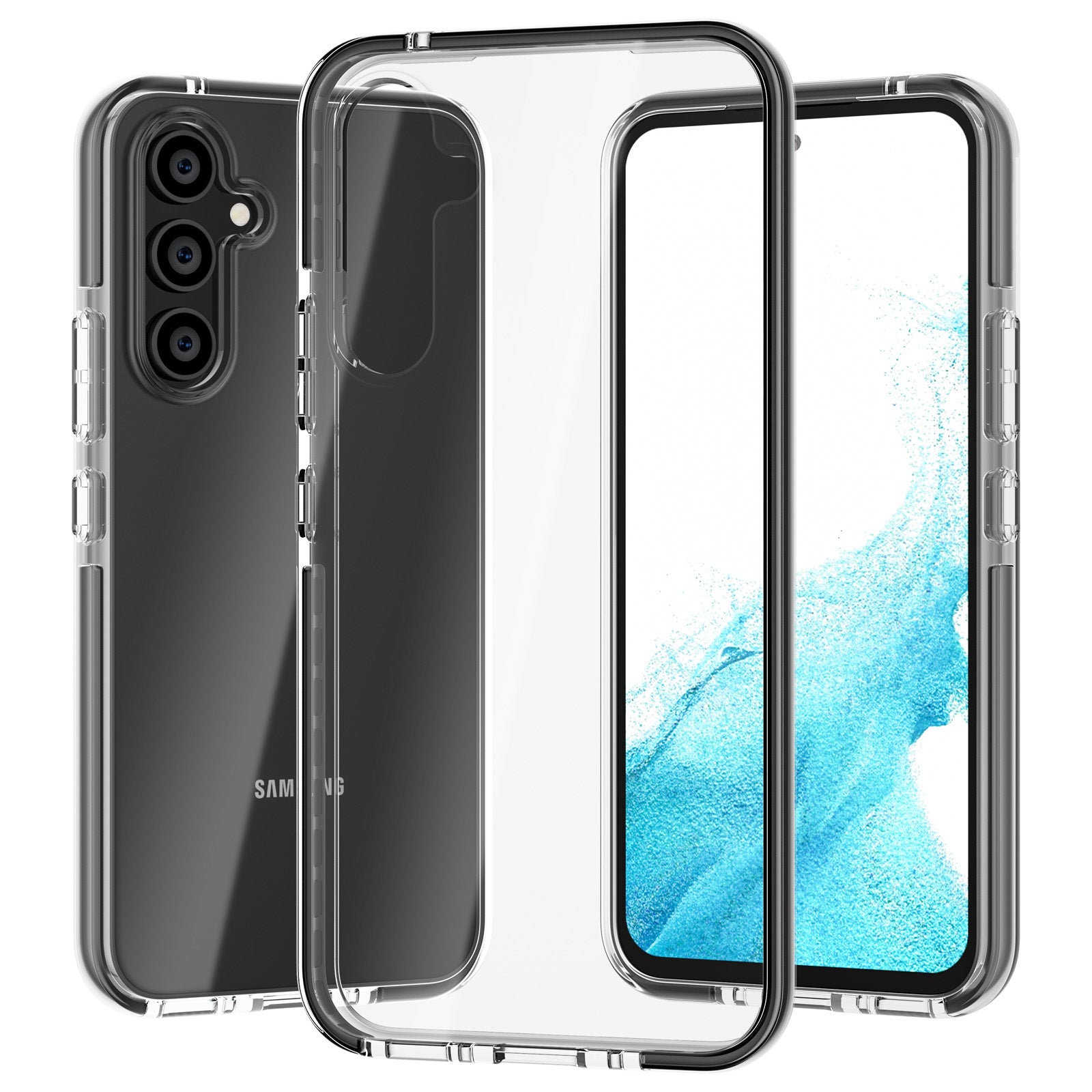 For Samsung Galaxy A34 5G Bi-color Clear Back Cover Combo Soft TPU+TPE Frame Drop-proof Protective Phone Case