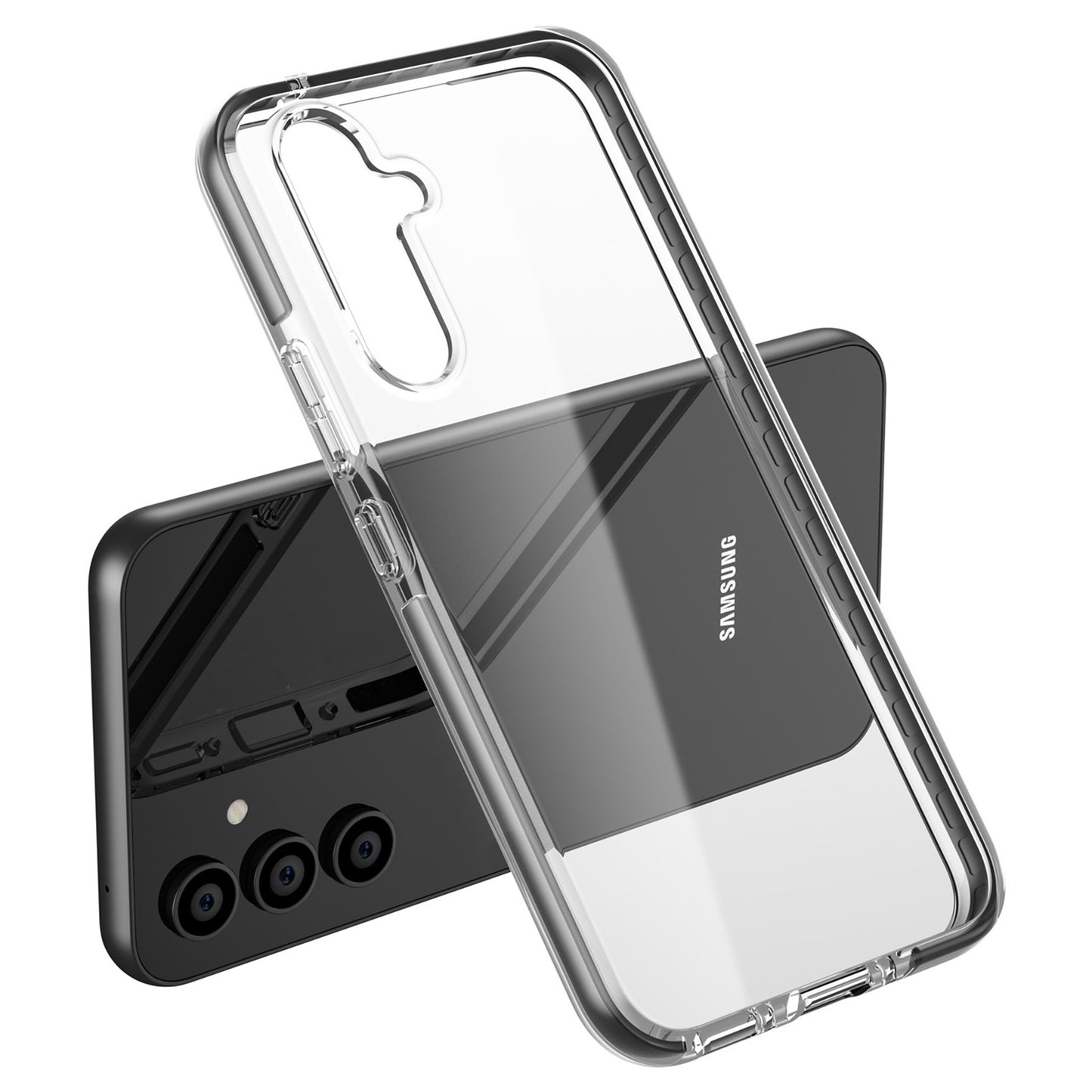 For Samsung Galaxy A34 5G Bi-color Clear Back Cover Combo Soft TPU+TPE Frame Drop-proof Protective Phone Case