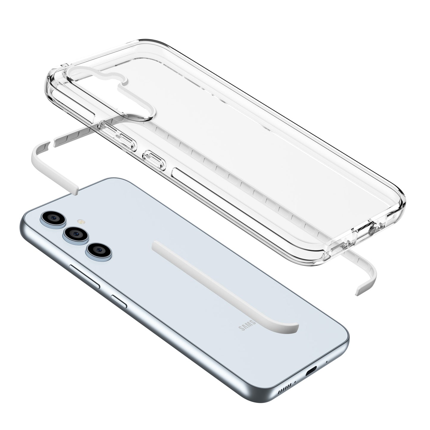 For Samsung Galaxy A34 5G Bi-color Clear Back Cover Combo Soft TPU+TPE Frame Drop-proof Protective Phone Case