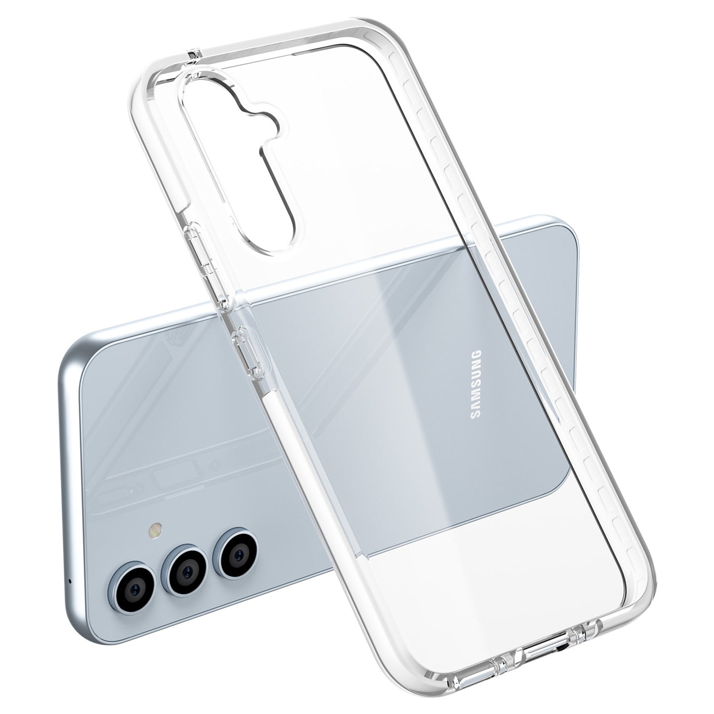 For Samsung Galaxy A34 5G Bi-color Clear Back Cover Combo Soft TPU+TPE Frame Drop-proof Protective Phone Case