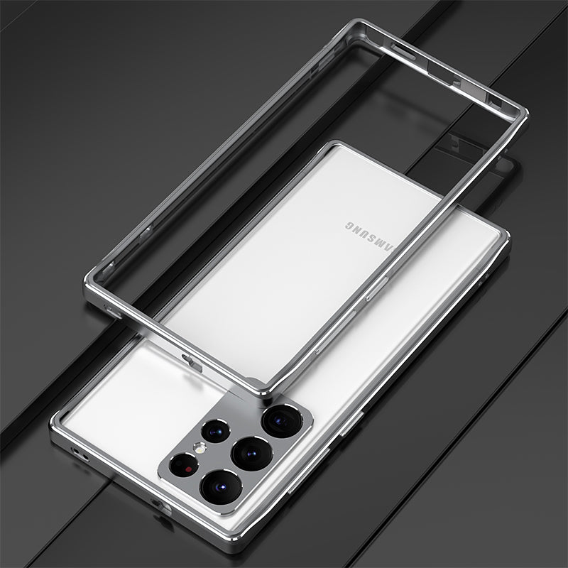 For Samsung Galaxy S23 Ultra Metal Frame Phone Bumper Case with Camera Lens Cover