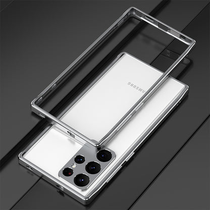 For Samsung Galaxy S23 Ultra Metal Frame Phone Bumper Case with Camera Lens Cover