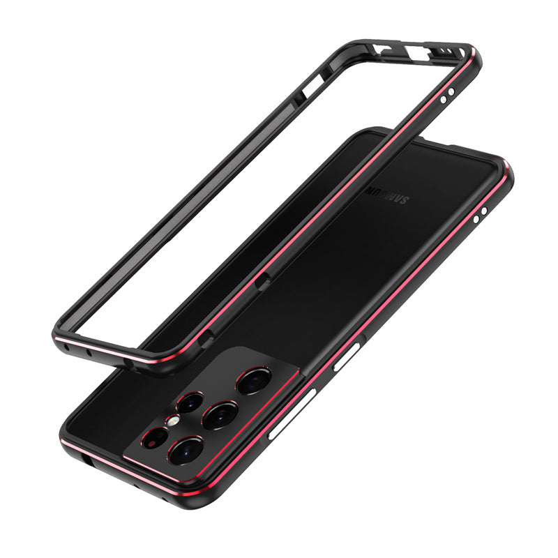 For Samsung Galaxy S23 Ultra Metal Frame Phone Bumper Case with Camera Lens Cover