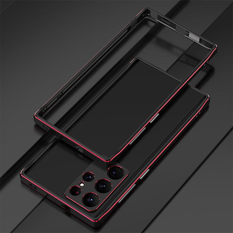 For Samsung Galaxy S23 Ultra Metal Frame Phone Bumper Case with Camera Lens Cover