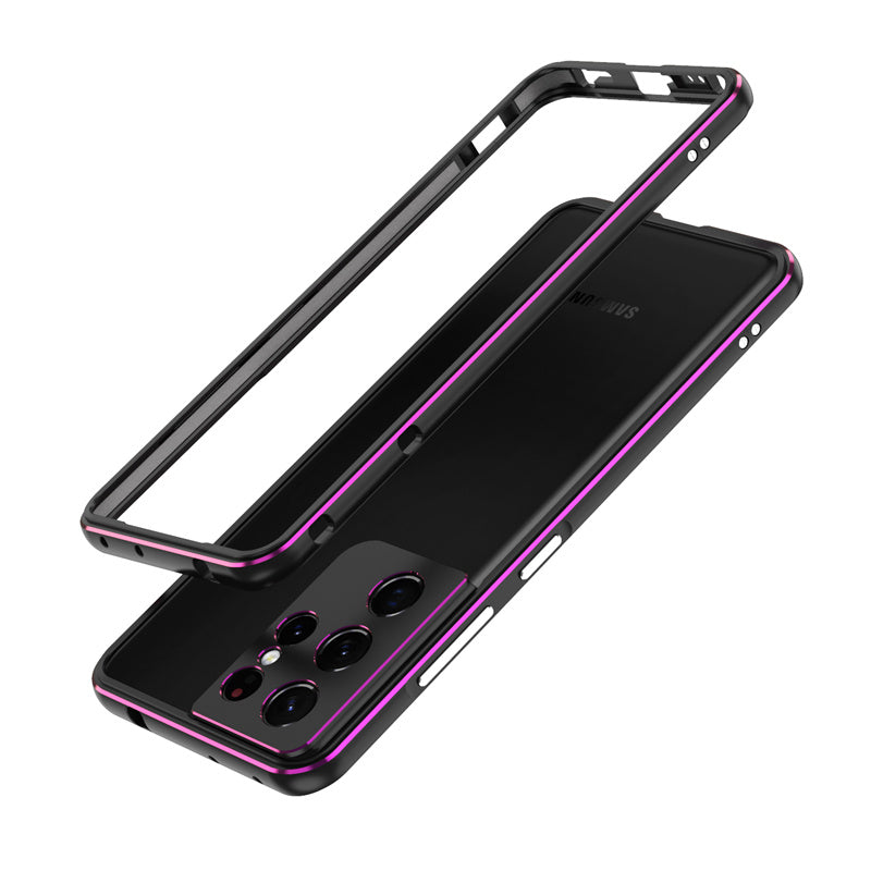 For Samsung Galaxy S23 Ultra Metal Frame Phone Bumper Case with Camera Lens Cover