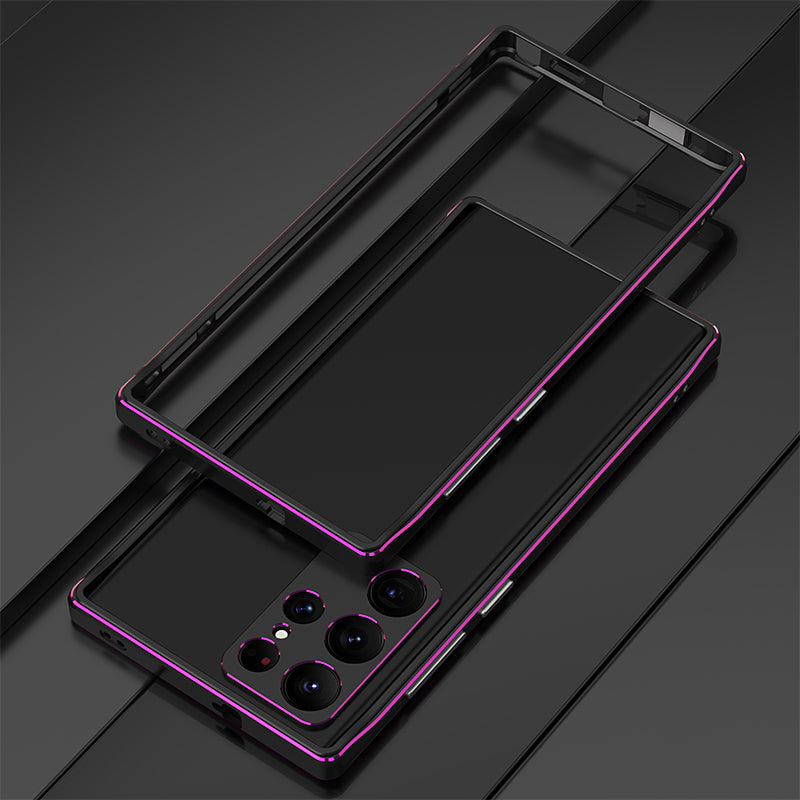 For Samsung Galaxy S23 Ultra Metal Frame Phone Bumper Case with Camera Lens Cover