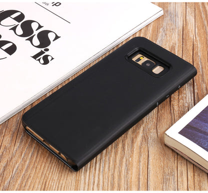 For Samsung Galaxy S8 Plus G955 Plated Mirror Surface View Leather Stand Mobile Case Smart Cell Phone Accessory