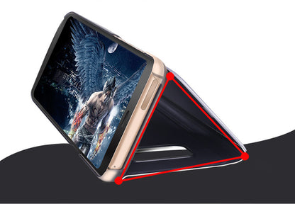 For Samsung Galaxy S8 Plus G955 Plated Mirror Surface View Leather Stand Mobile Case Smart Cell Phone Accessory